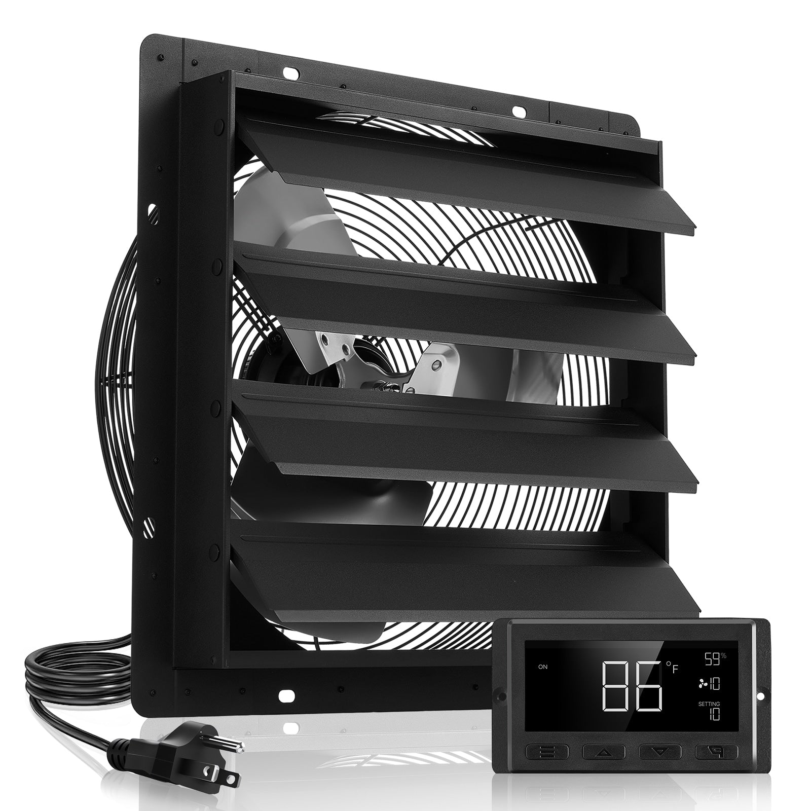 16 Inch Shutter Exhaust Fan Wall Mounted Attic Vent Fan With Programming Variable Speed Temperature Control 2900 Cfm Ec Motor