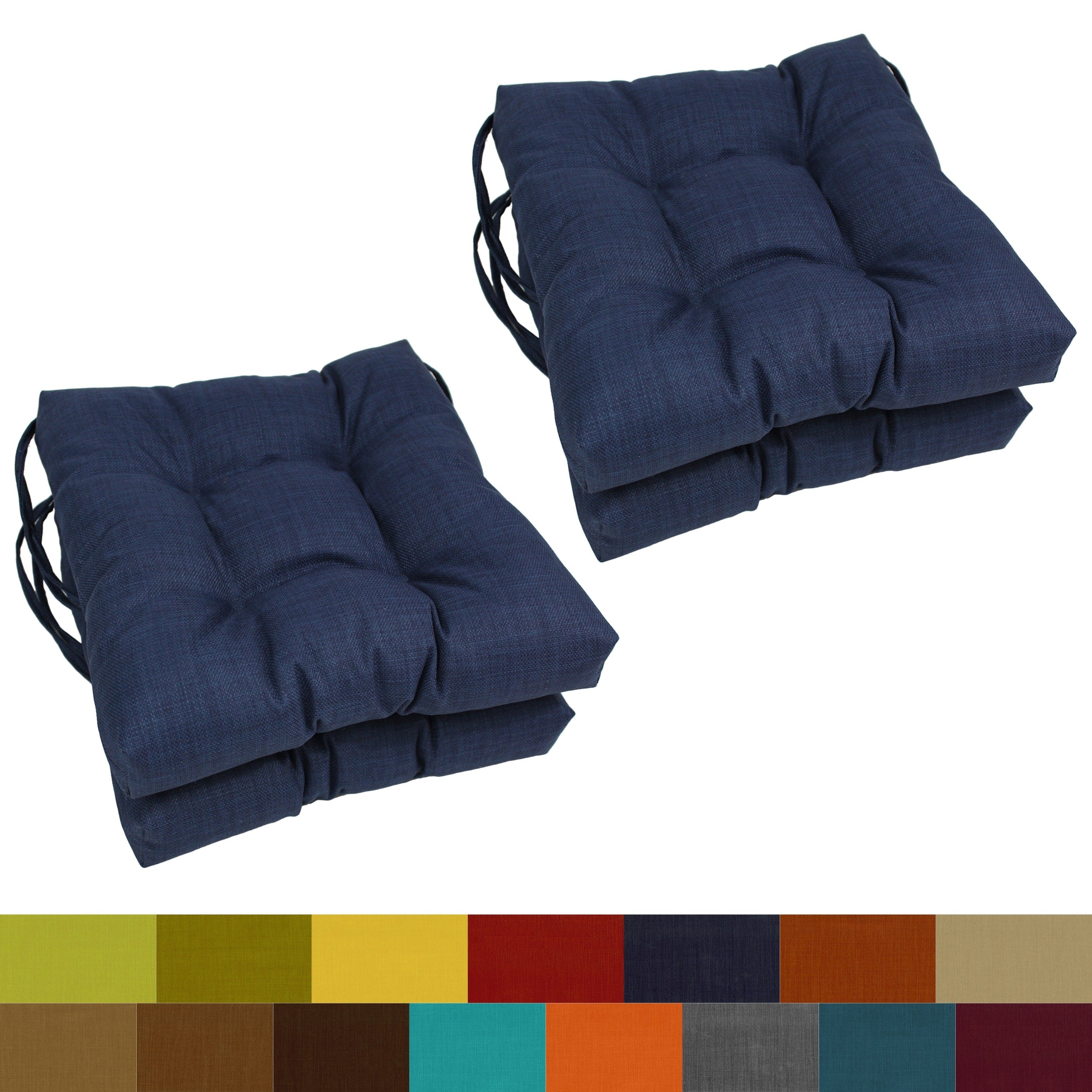 Blazing Needles 16X16 Inch Solid Squared Outdoor Spun Polyester Chair Cushions Set Of 4 16 X 16