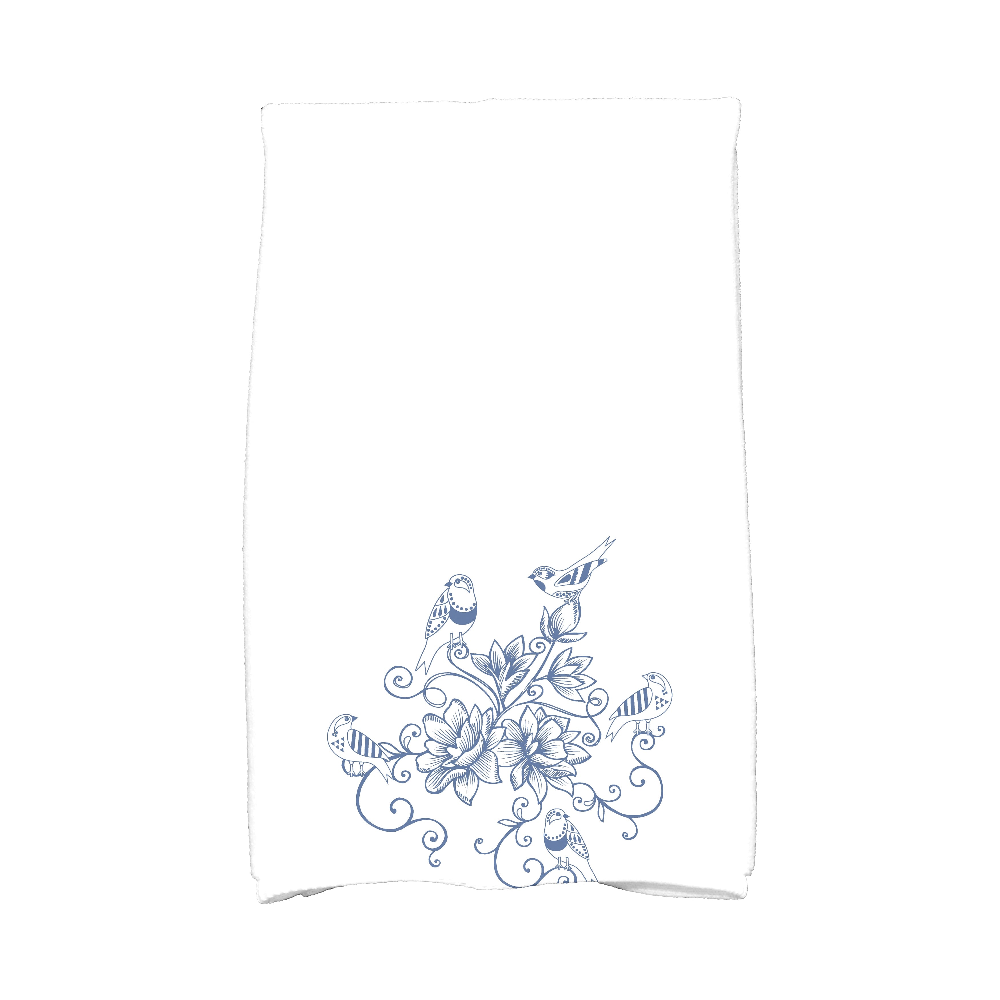 18 X 30 Inch Five Little Birds Floral Print Kitchen Towel