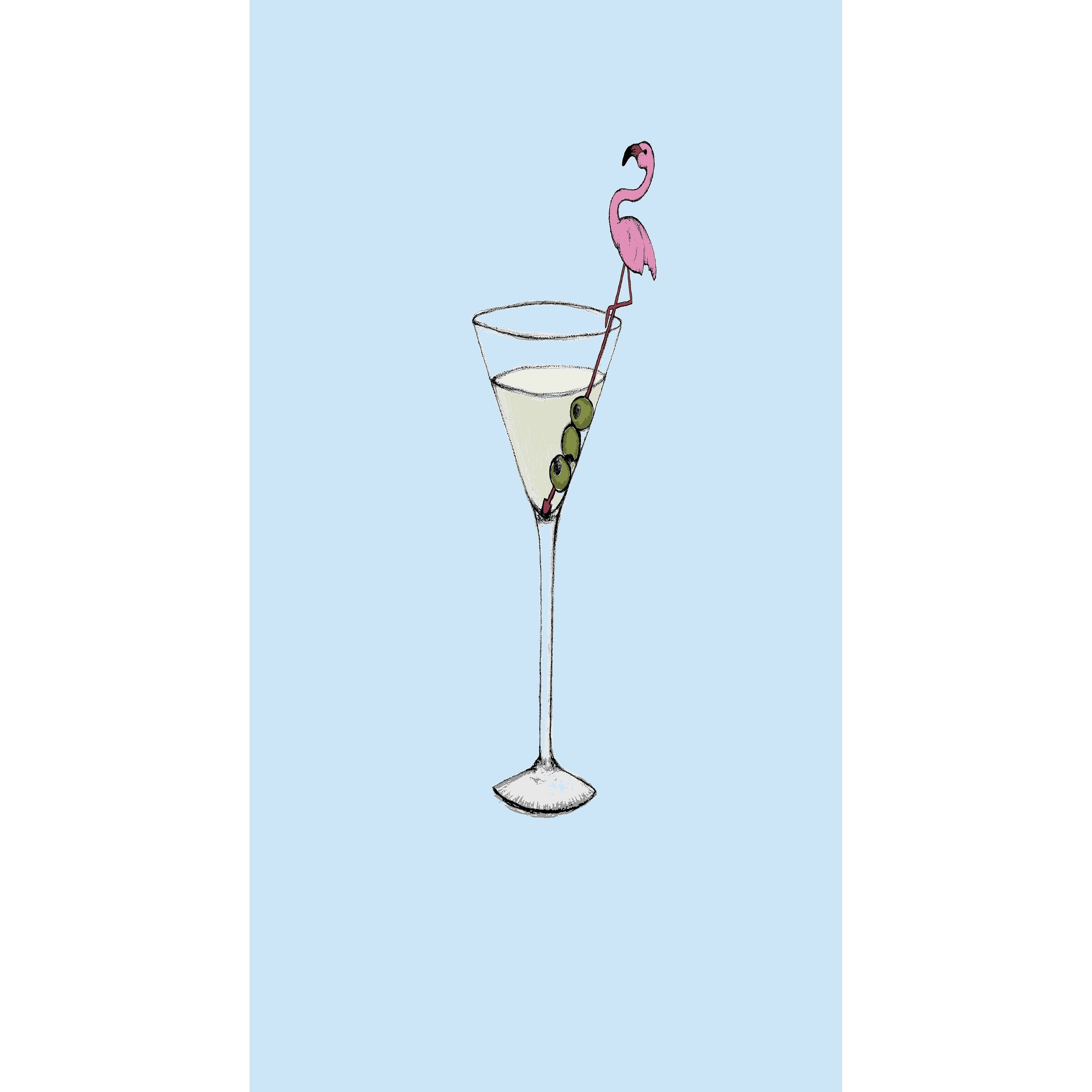 18 X 30 Inch Martini Glass Flamingo Geometric Print Kitchen Towel