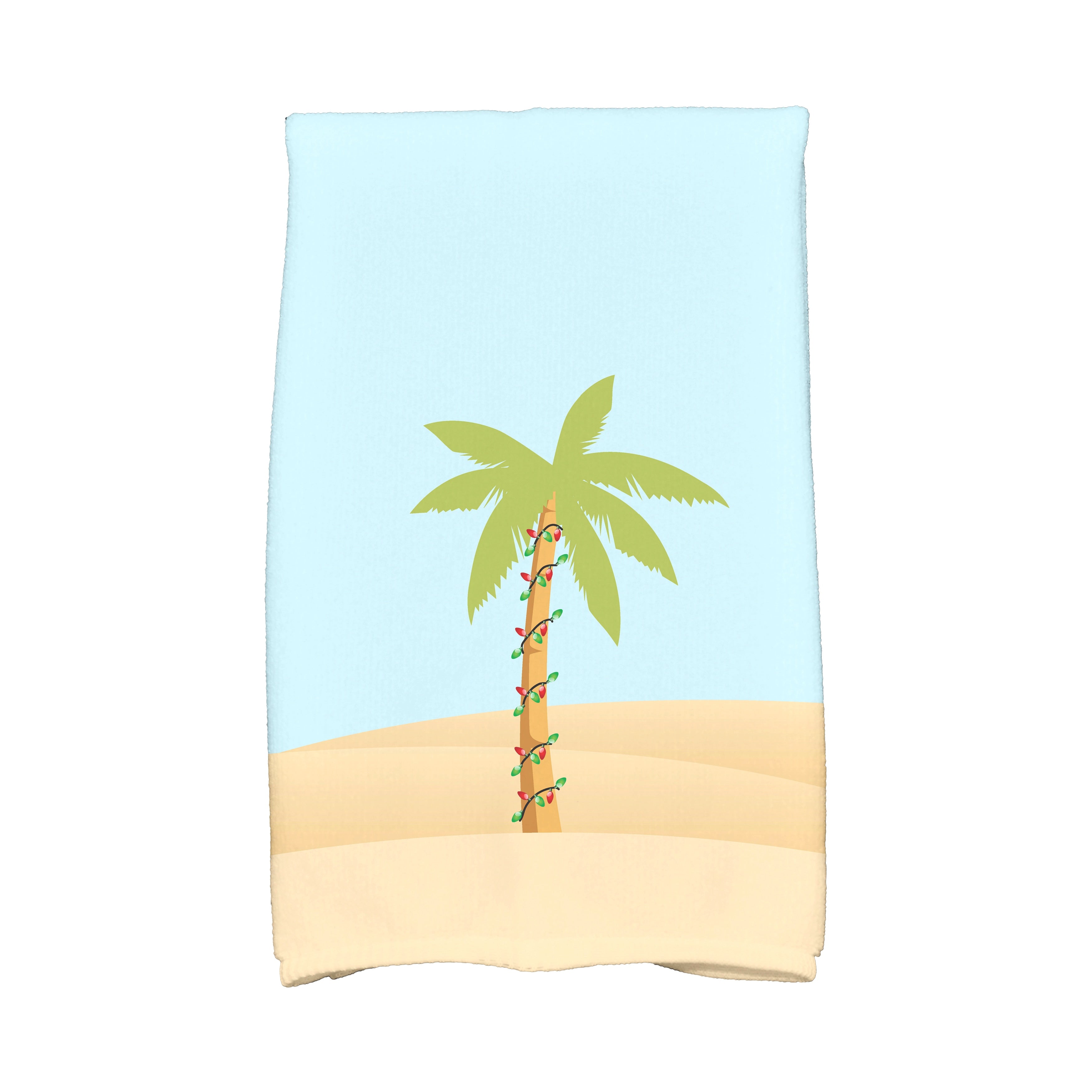 16 X 25 Inch Palm Tree With Christmas Lights Holiday Geometric Print Kitchen Towel