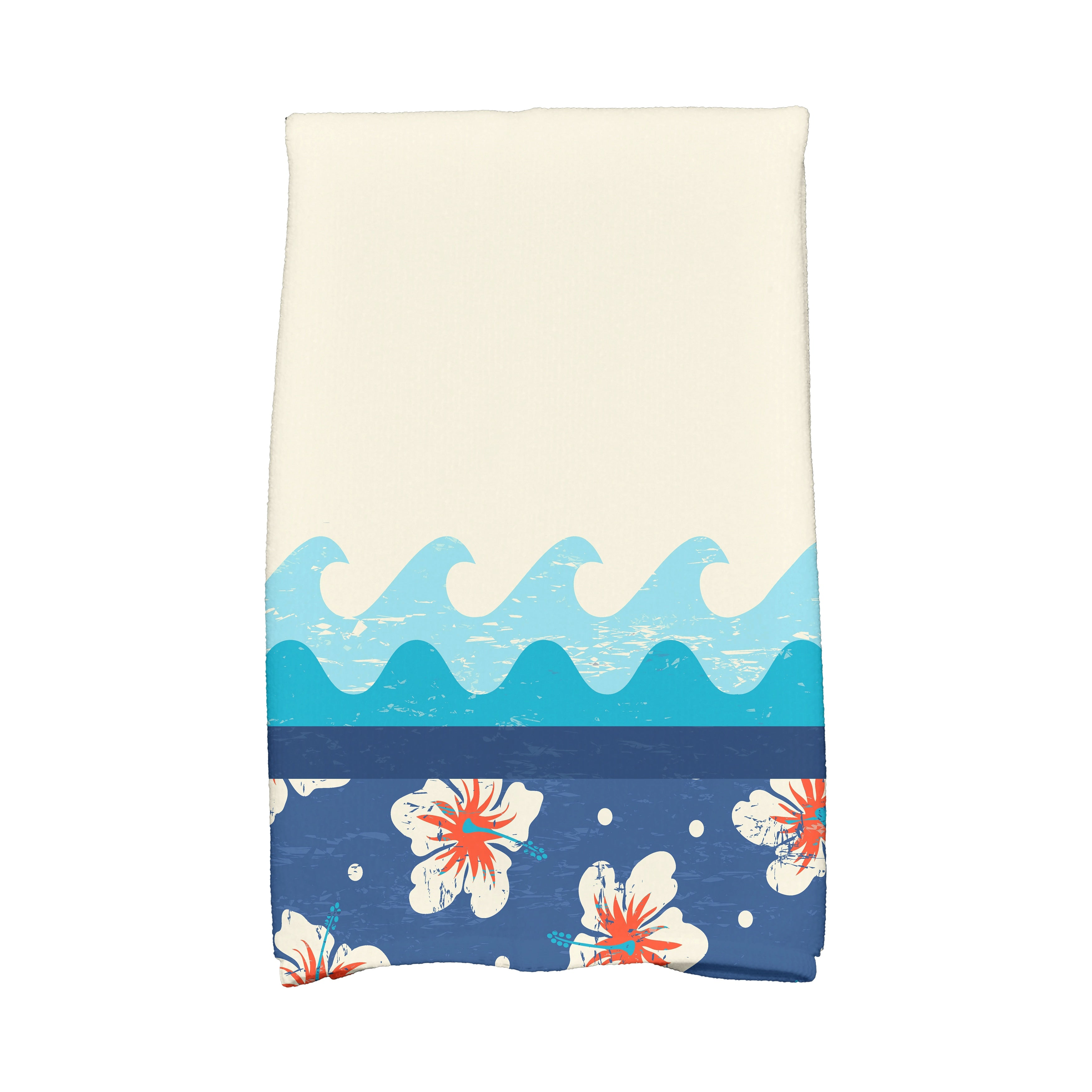 16 X 25 Inch Surf Sand Sea Floral Print Kitchen Towel