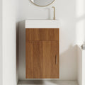 16.5 Plywood Water Resistant Wall Mounted Compact Bathroom Vanity With Integrated Ceramic Basin Soft Close Door And Handle