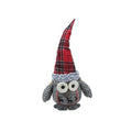16.75 Gray Basket Weave And Red Plaid Sitting Owl Decorative Christmas Tabletop Figure