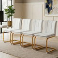 16.93 Pu Leather Upholstered Dining Chair With Gold Metal Legs