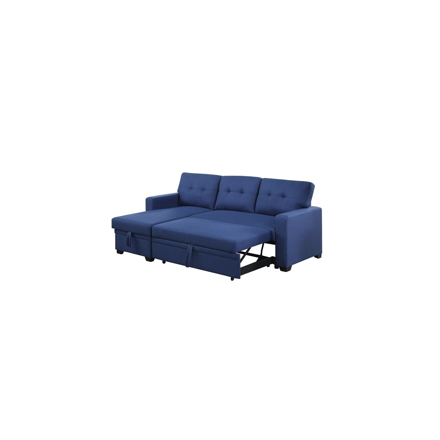 162.25 In.W Straight Arm 4 Piece Polyester L Shaped Removable Cushions Convertible Sectional Sofa In Blue Finish