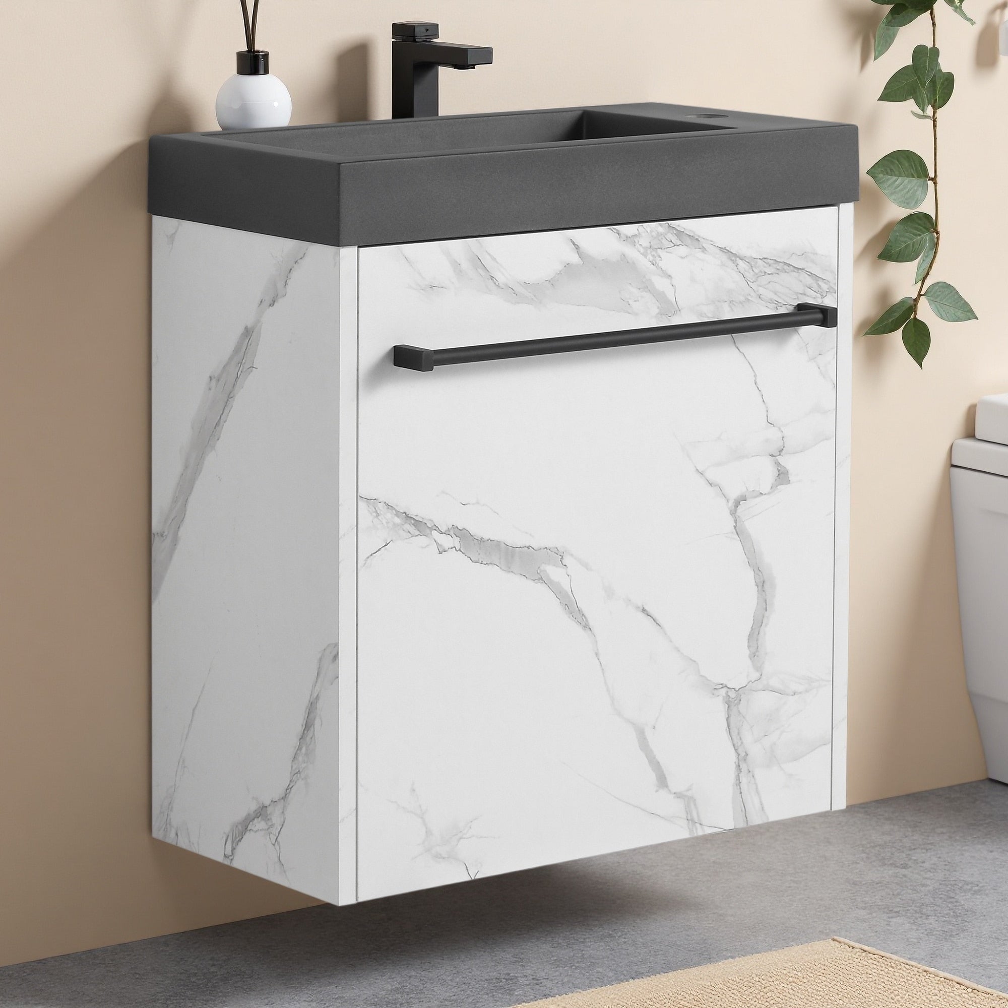 16 18 20 Plywood Water Resistant Compact Wall Mounted Bathroom Vanity With Soft Close Door