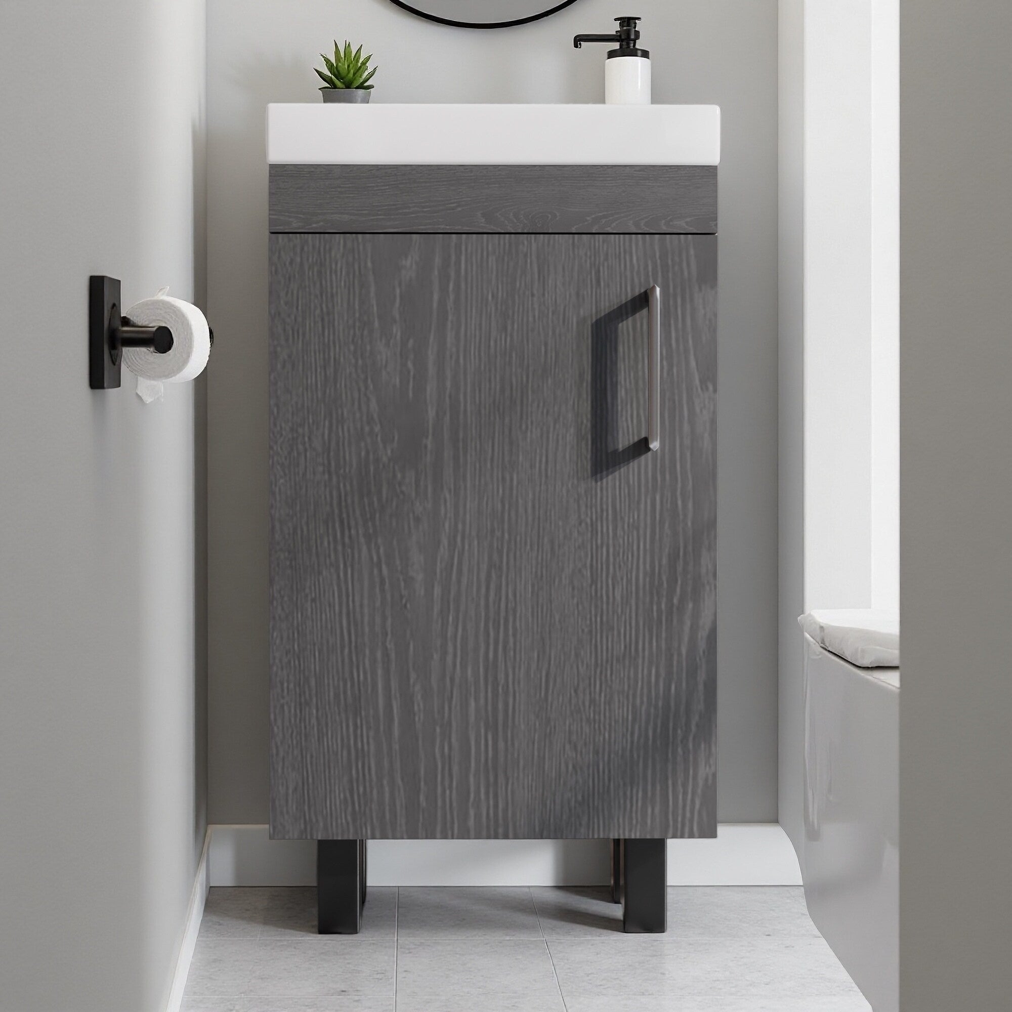 16 Ceramic Water Resistant Freestanding Bathroom Vanity Combo With Undermount Sink And Soft Close Doors