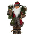16 Country Rustic Standing Santa Claus Christmas Figure With Knitted Snowflake Jacket