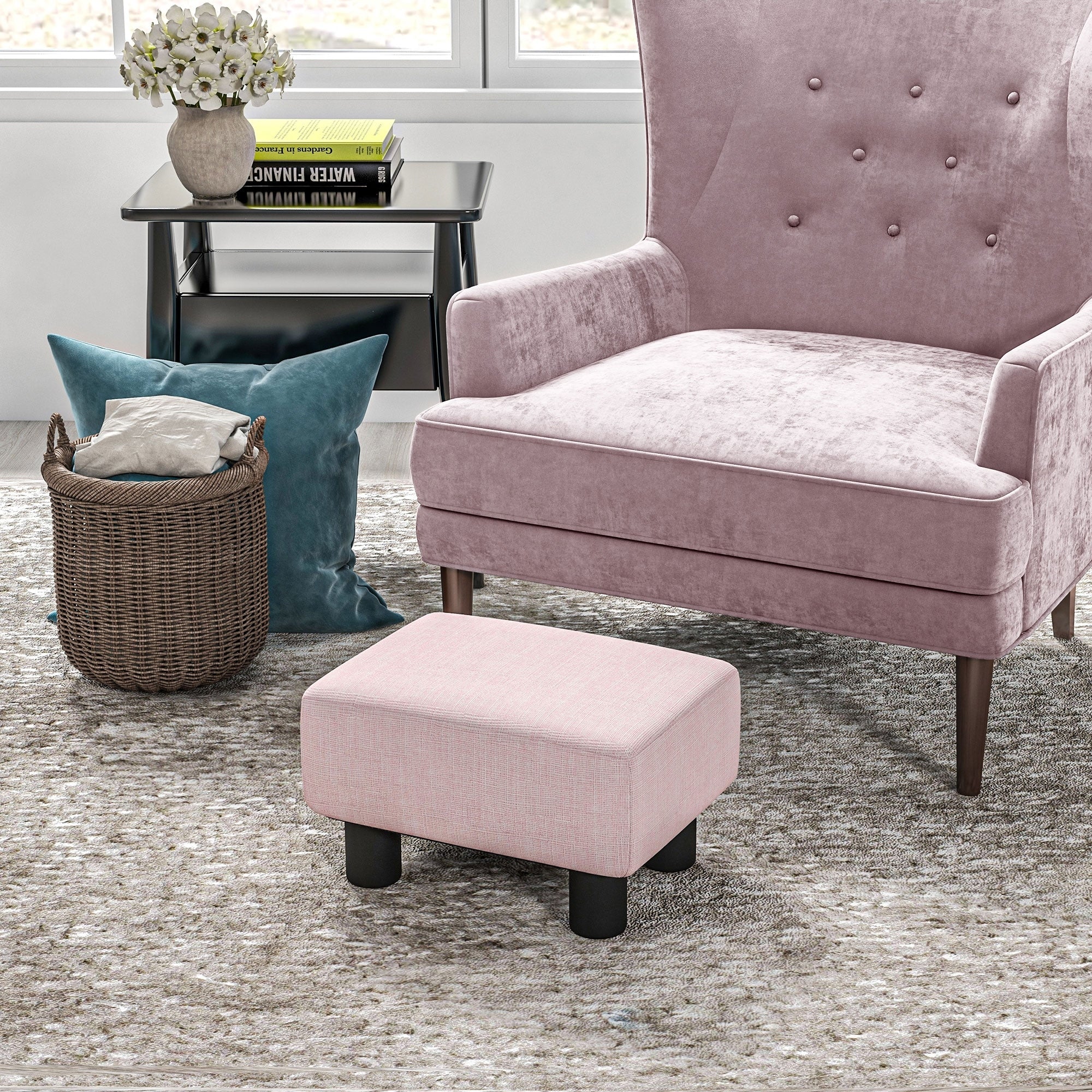 Homcom 16 Cube Modern Linen Footrest Ottoman