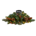 16 Flocked And Glittered Pine Candelabrum With 35 Multicolored Lights