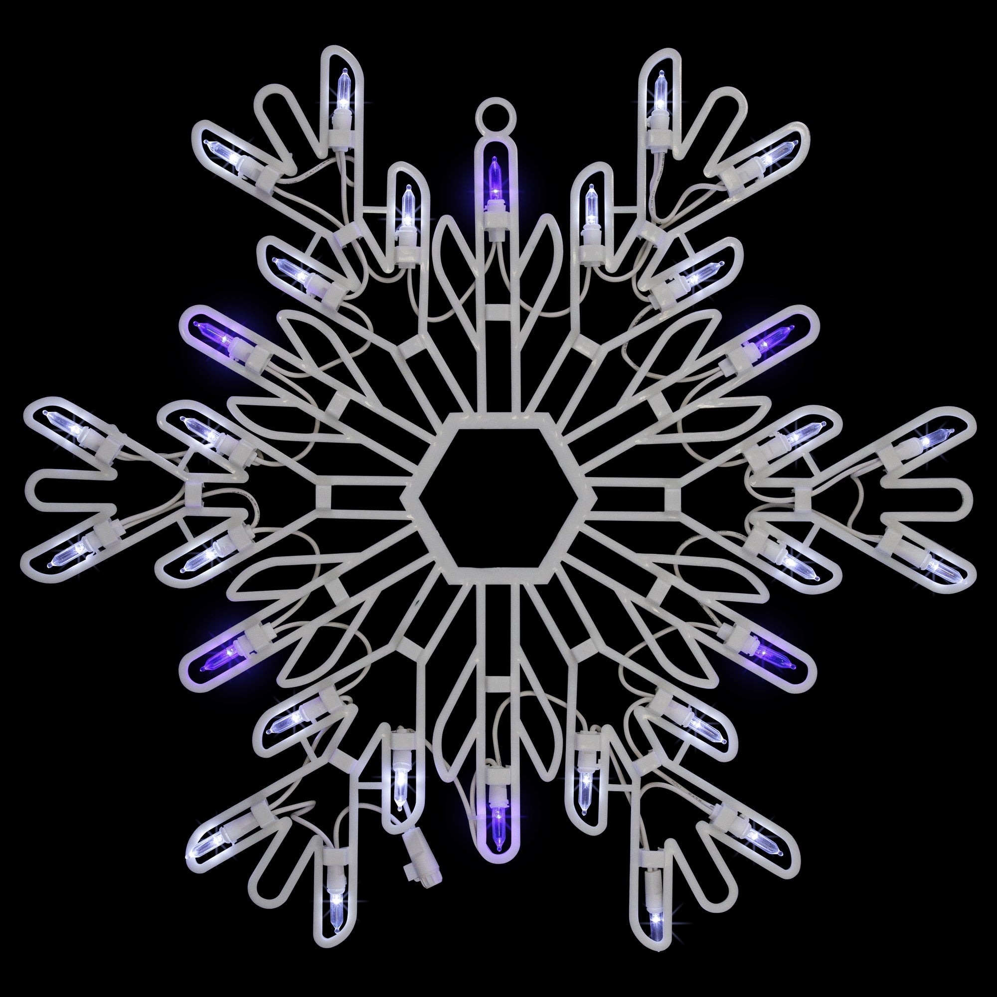 15 Led Lighted Pure White And Blue Snowflake Christmas Window Silhouette Decoration