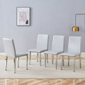 16 Pu Dining Chairs With Silver Metal Legs Set Of 4