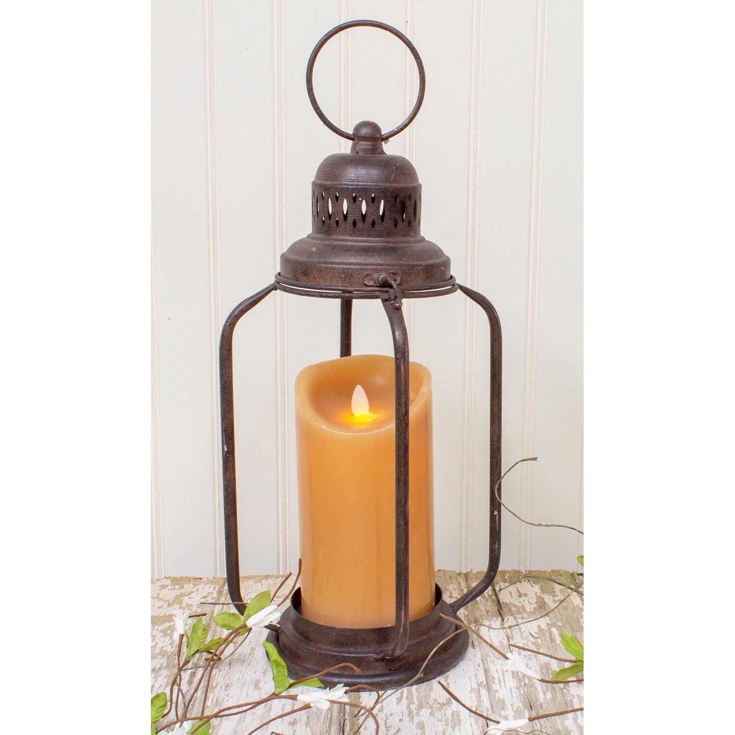 16 Rustic Brown Metal Pillar Candle Holder N A