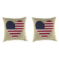 16 Set Of Toss Pillows In Tan Flag Heart