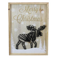 16 Wooden Moose With Snowflakes And Trees Lighted Christmas Box