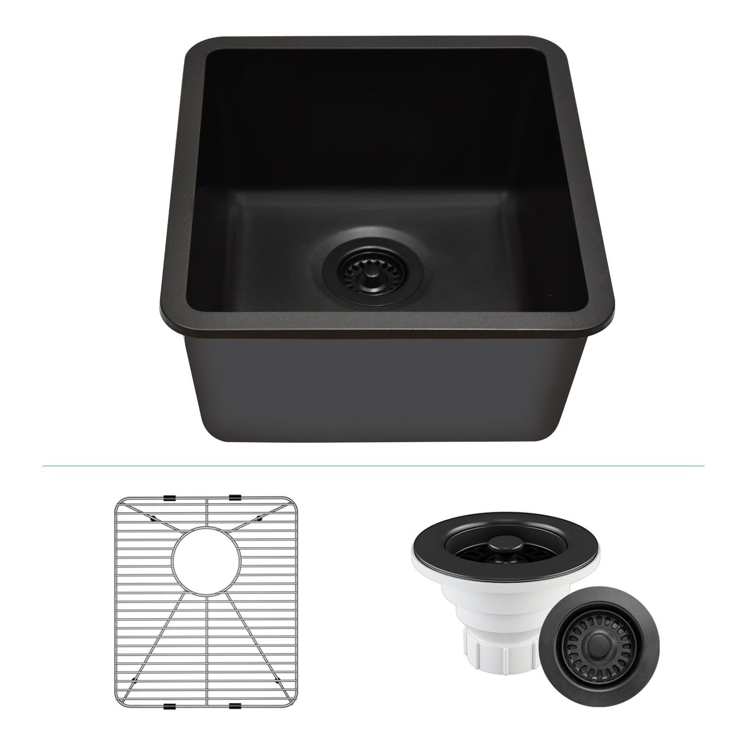 Lexicon Platinum Small Single Bowl Quartz Composite 16 1 2 X 18 X 8 In. D Kitchen Sink