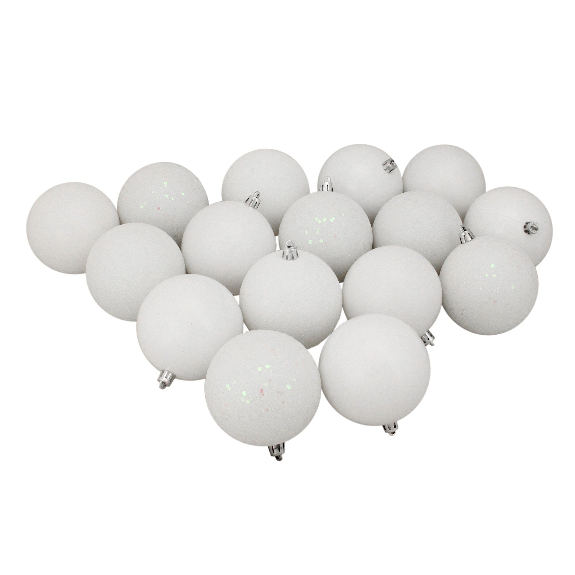 16Ct Winter White Shatterproof 4 Finish Christmas Ball Ornaments 3 75Mm