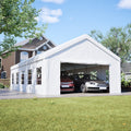 16X32 Heavy Duty Canopy Portable Metal Carport Garage With Removable Waterproof Cover Sidewalls All Weather Outdoor Shelter