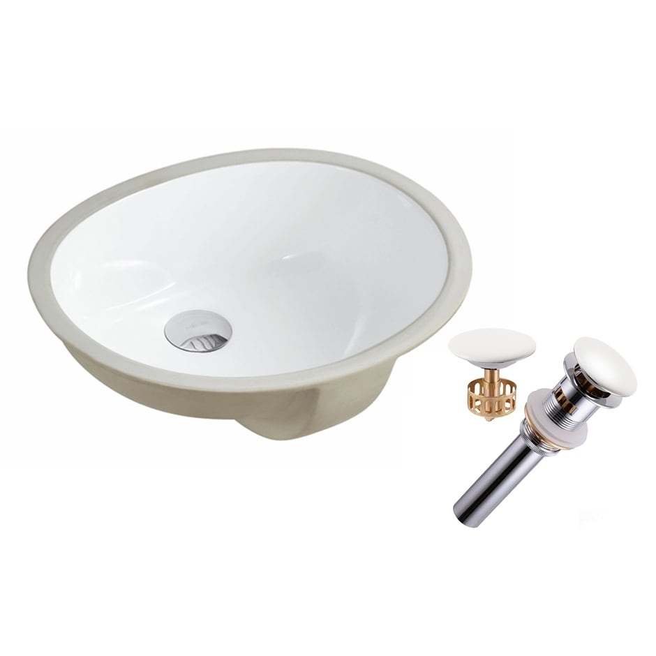 17 1 2 Inch X 14 1 4 Inch Oval Under Mount Glazed Ceramic Lavatory Vanity Bathroom Sink Pure White W Ceramic Pop Up Drain