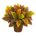 17 Garden Croton Artificial Plant In Basket Real Touch