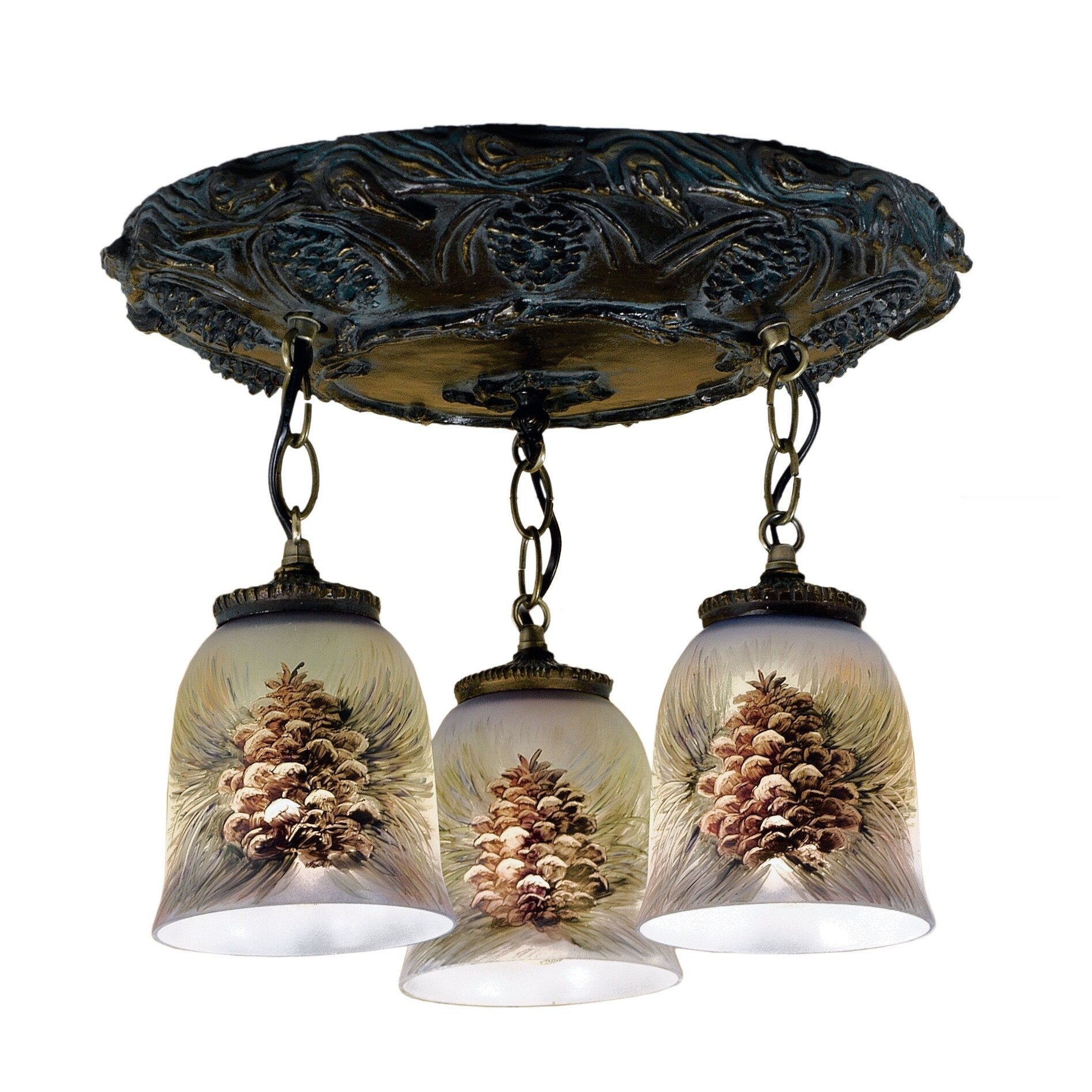 17 Inch Wide Painted Pinecone Flushmount