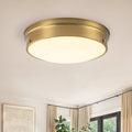 17 In. Led Gold Drum Flush Mount With Frosted Glass