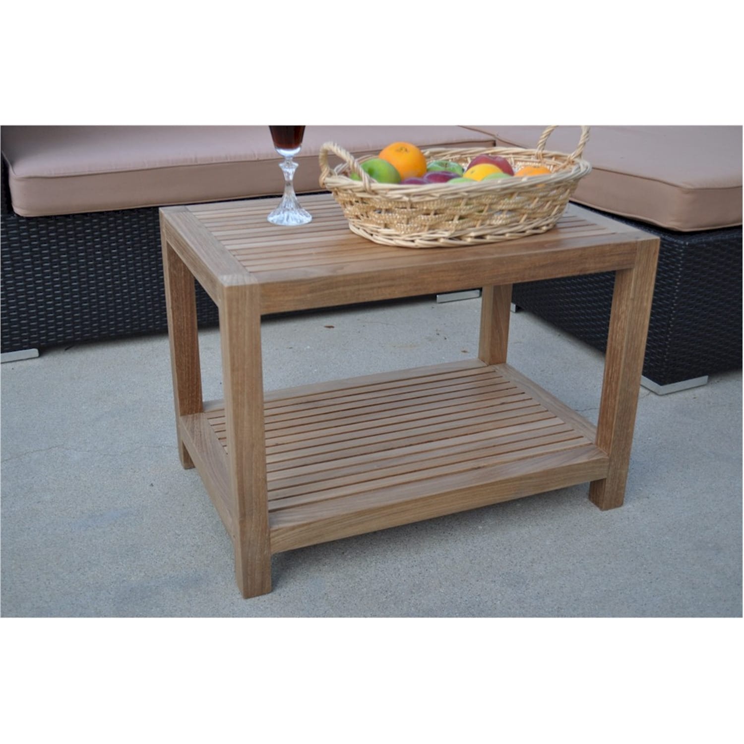 17 In. W Brown Finish Rectangle Shape Wood Frame End Table 8 X 11