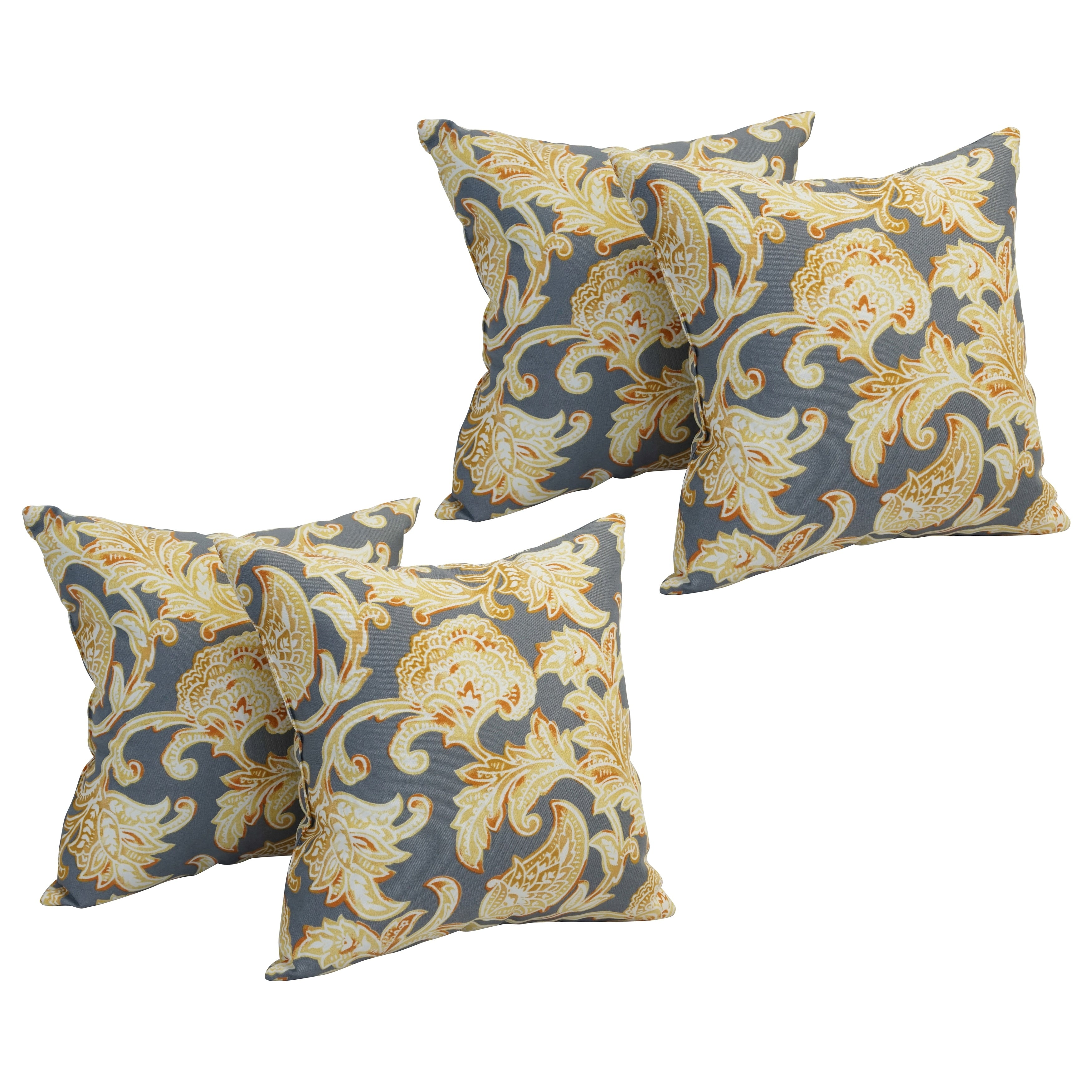 17 Inch Square Polyester Outdoor Throw Pillows Set Of 4
