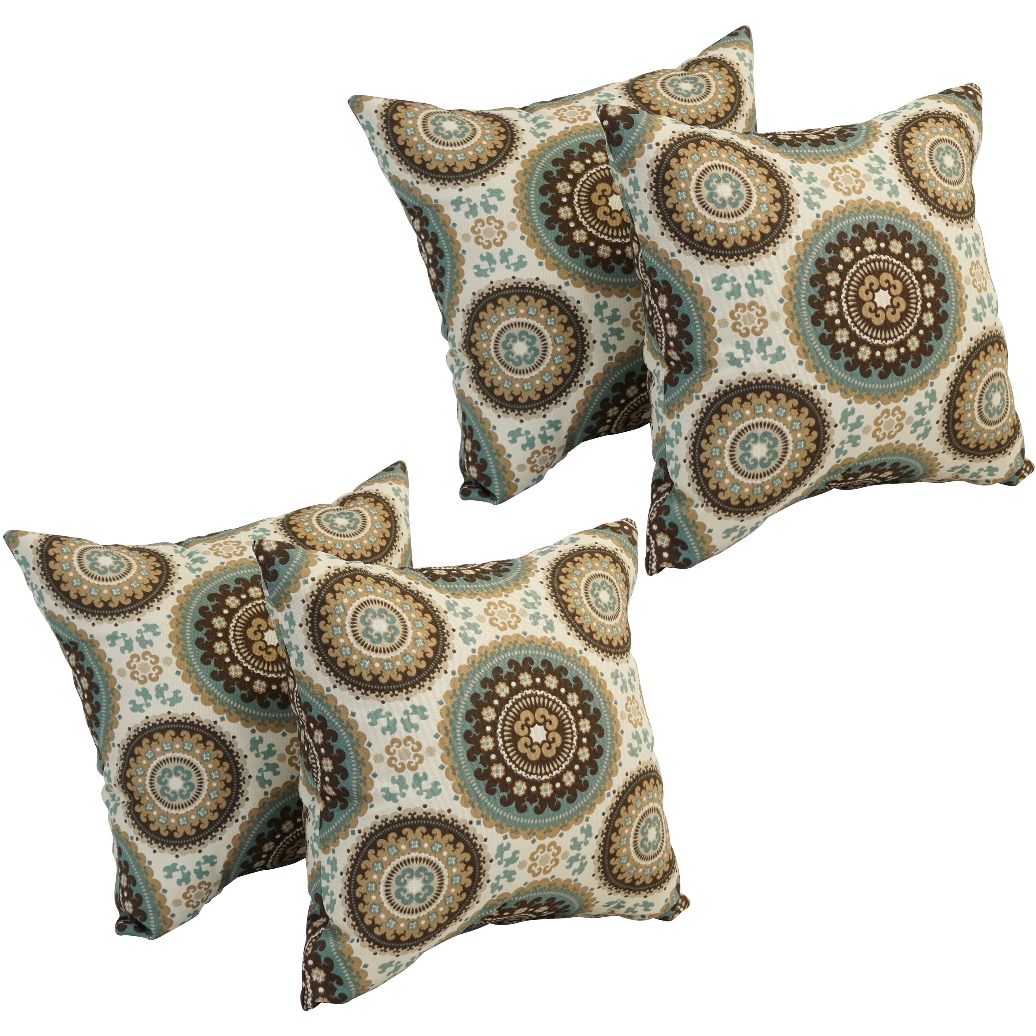 17 Inch Square Polyester Outdoor Throw Pillows Set Of 4