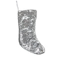 17.5 Silver Paillette Sequins Christmas Stocking