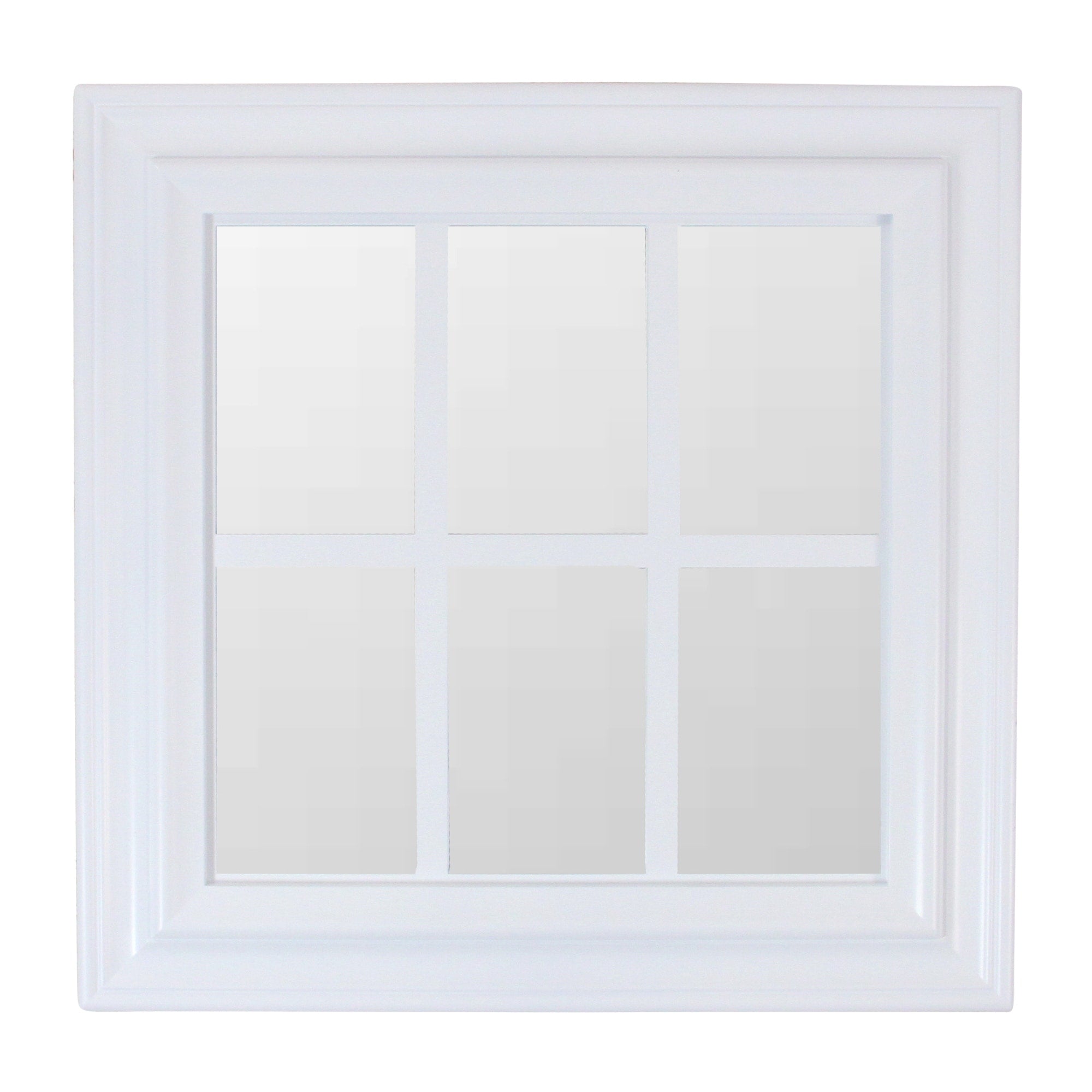 17.5 White Contemporary Windowpane Square Wall Mirror