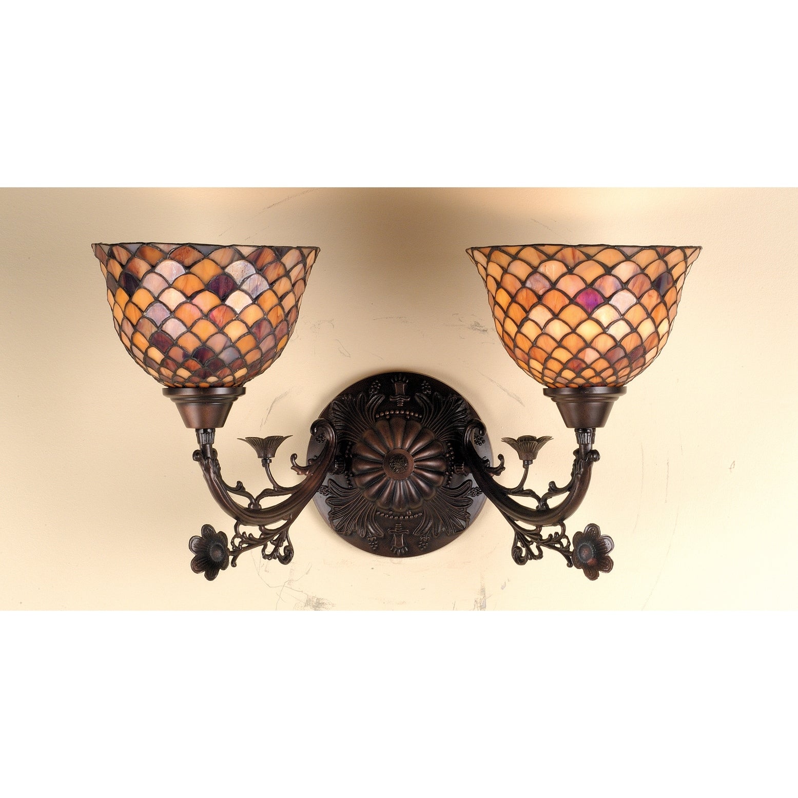 17.5 W Tiffany Fishscale 2 Lt Wall Sconce