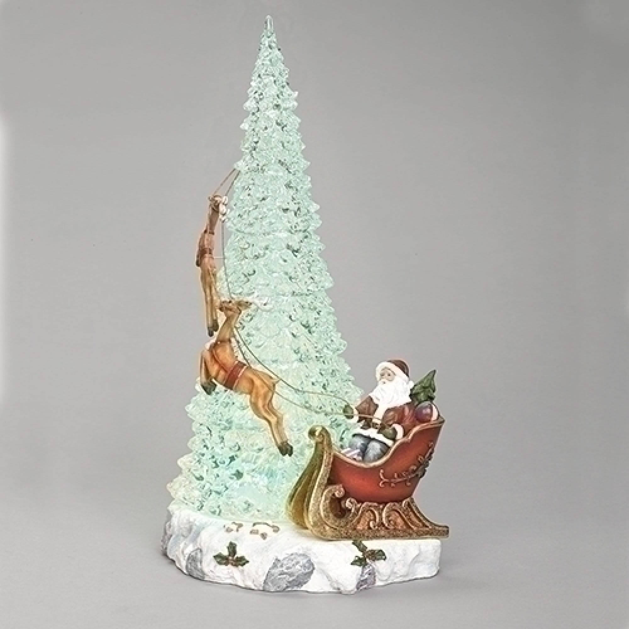 17.5 Led Musical Tree With Santa And Reindeer Figurine