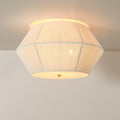 17.7 3 Light Farmhouse Rustic Brass Ivory Rope Drum Flush Mount Ceiling Light 17.7 In. Dia X 10.6 In. H