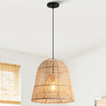 17.7 Bohemian Natural Handwoven Rattan Dome Pendant Light 17.7 D X 17.7 W X 59 H