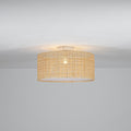 17.7 Boho Coastal Hand Woven Natural Rattan With Matte White Hardware Semi Flush Mount Ceiling Light For Hallways