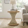 17.91 Round Mgo Side End Table With A Natural Stone Wood Look Finish