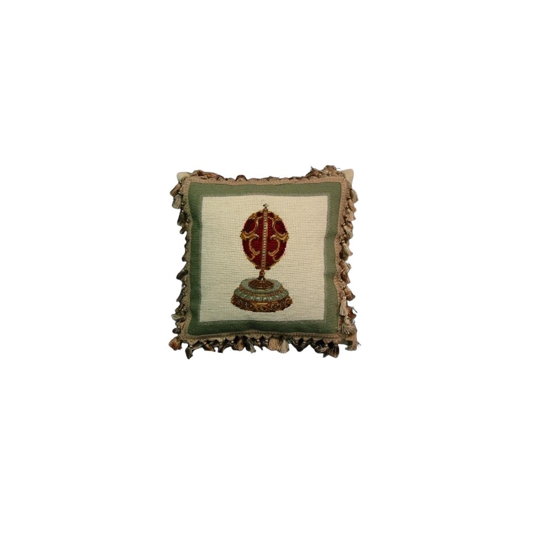 17 X 17 Red Faberge Egg Easter Needlepoint Petit Point Pillow