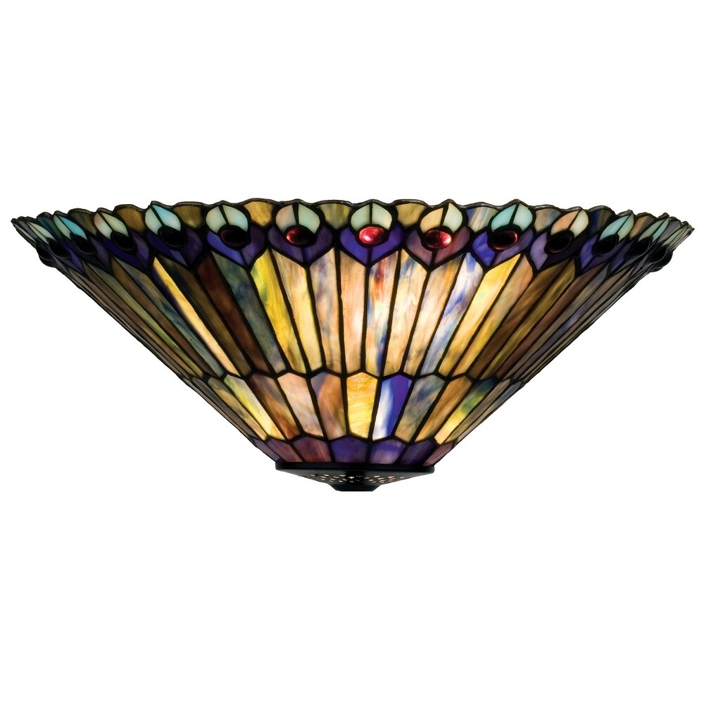 17 W Tiffany Jeweled Peacock Wall Sconce