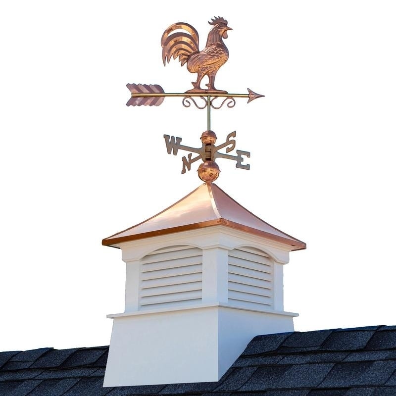 18 Square Coventry Vinyl Cupola With Rooster Weathervane By Good Directions