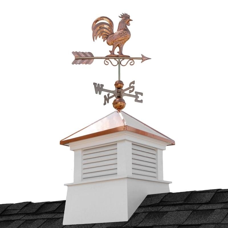 18 Square Manchester Vinyl Cupola With Rooster Weathervane By Good Directions