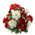 18 Stems Faux Peony Velvet Poinsettia Christmas Bush