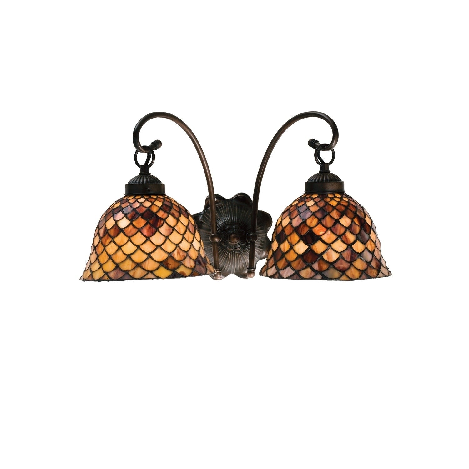 18 W Tiffany Fishscale 2 Lt Wall Sconce