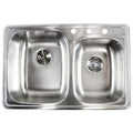 18 Gauge Stainless Steel Double 33 Inch Top Mount Drop In 60 40 Bowl Kitchen Sink