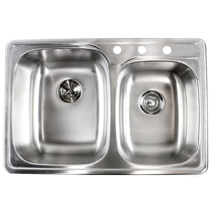 18 Gauge Stainless Steel Double 33 Inch Top Mount Drop In 60 40 Bowl Kitchen Sink