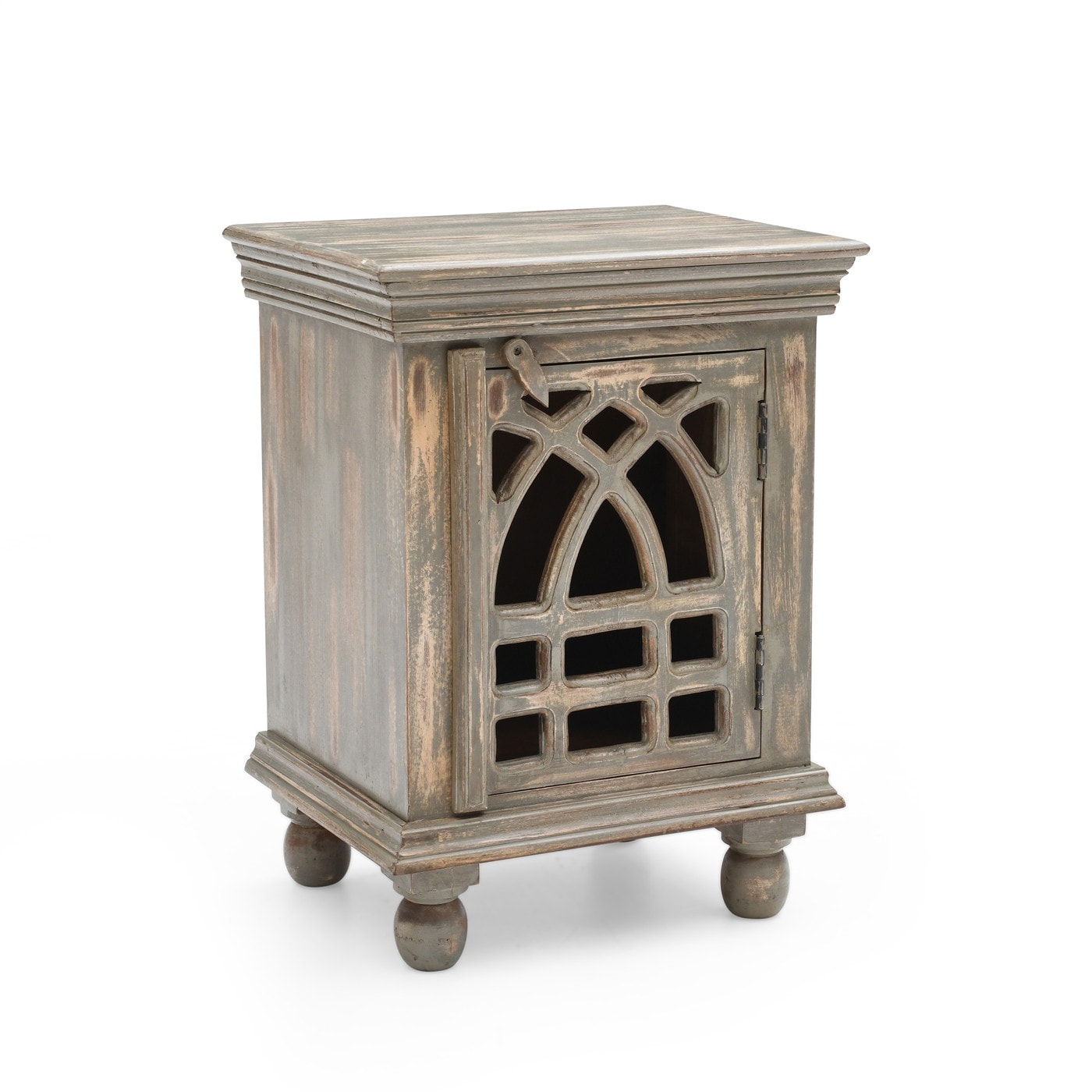 18 In Antique Grey Wood Nightstand