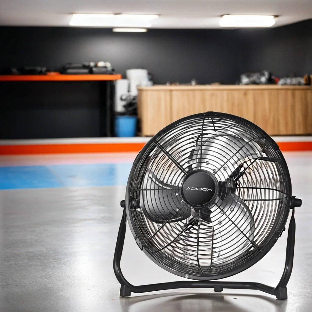 18 In. 3 Speed High Velocity Industrial Heavy Duty Metal Floor Fan In Black With Tilting Head For Outdoor Indoor Use