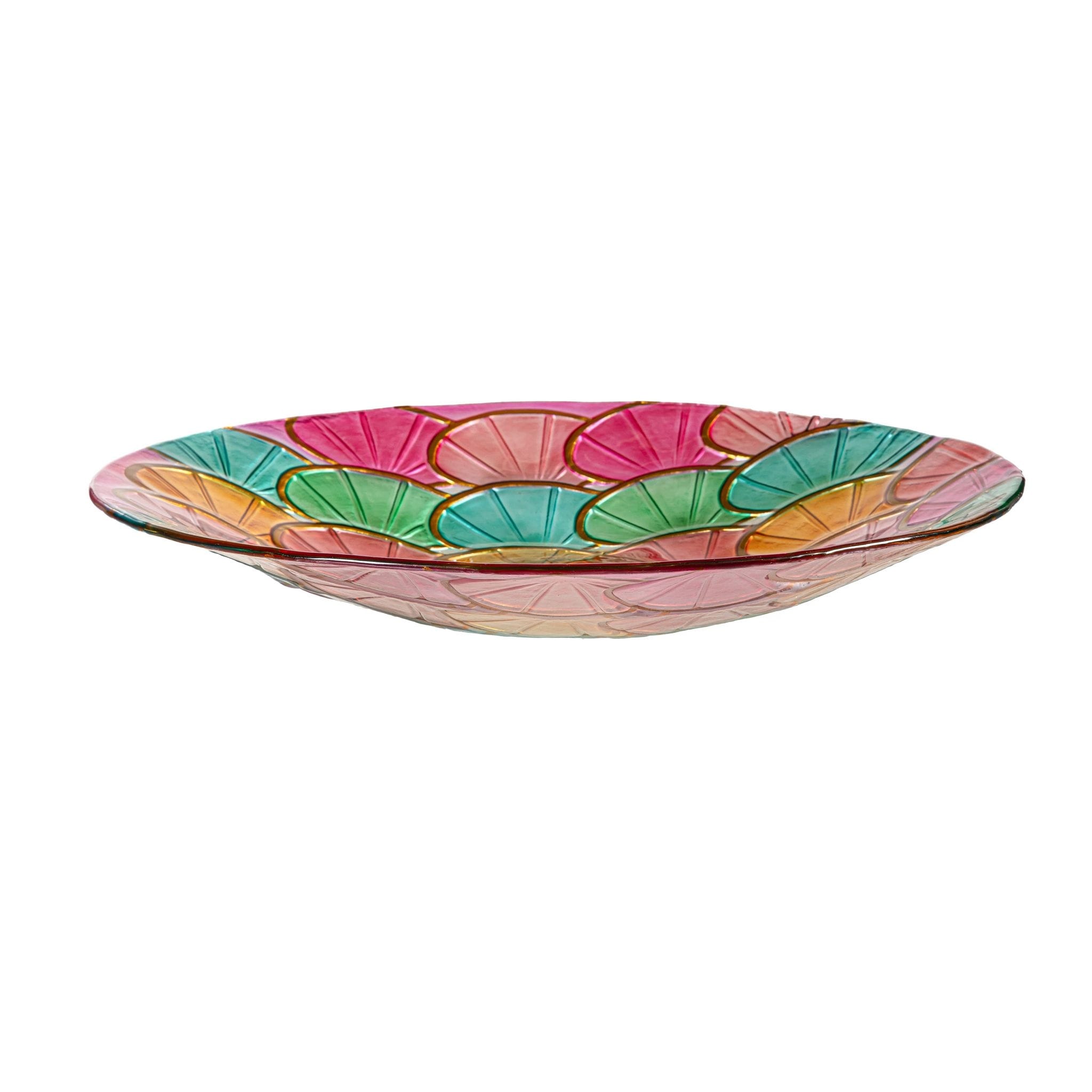 18 In. Bright Shell Glass Birdbath