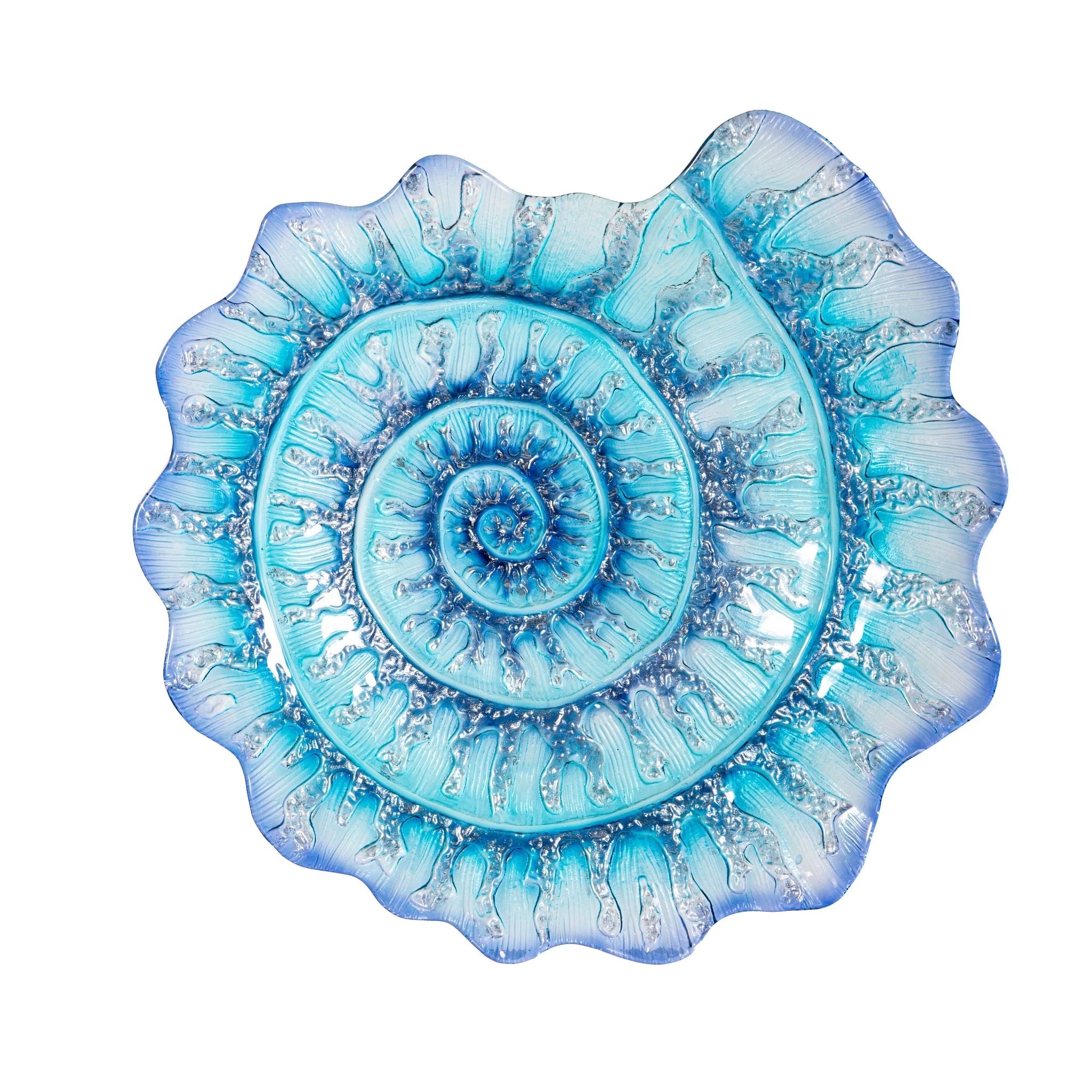 18 In. Coastal Shell Glass Birdbath